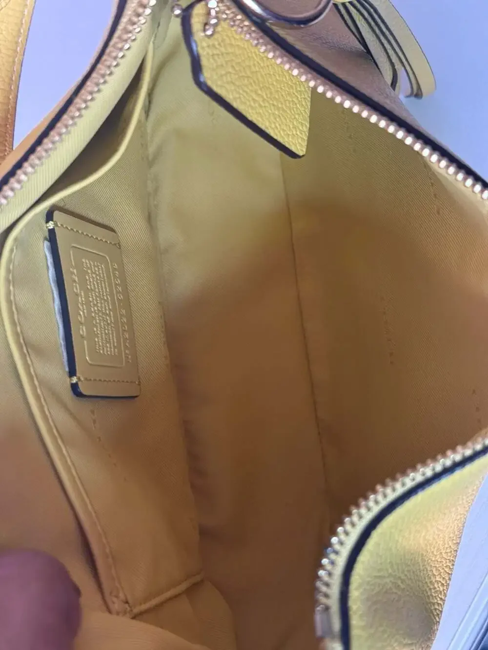 Coach Polished Pebble Leather Huda Hobo Bag in Bright Yellow
